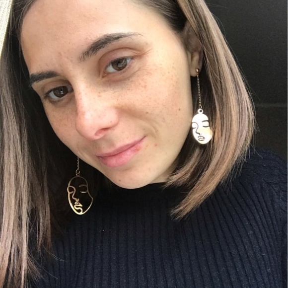 Neutral Face Abstract Retro Picasso Artsy Earrings - Picture 4 of 8